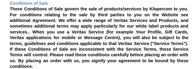 Veritas användningsvillkor