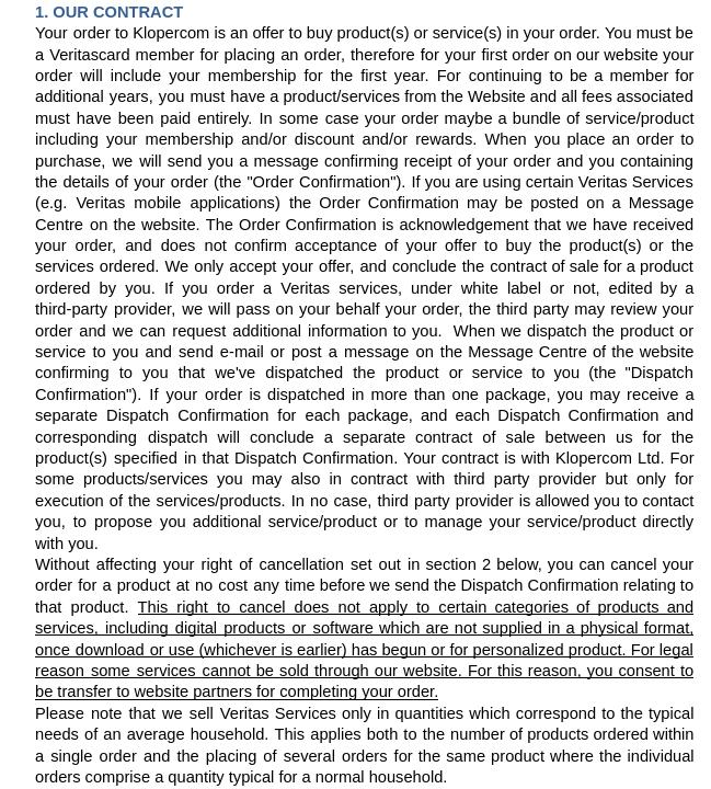 Veritas användningsvillkor