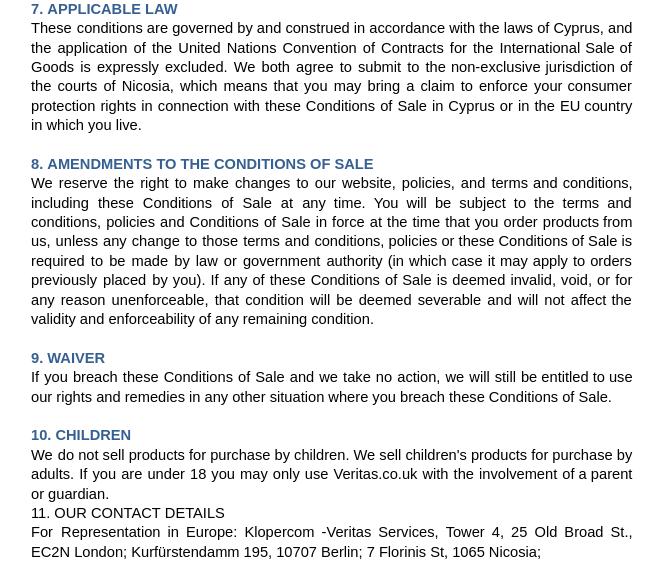 Veritas användningsvillkor