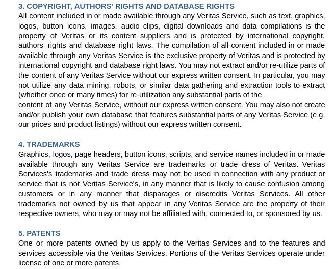 Veritas användningsvillkor