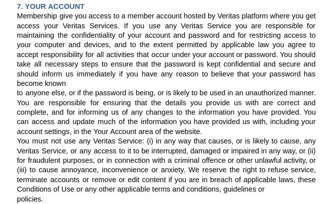 Veritas användningsvillkor