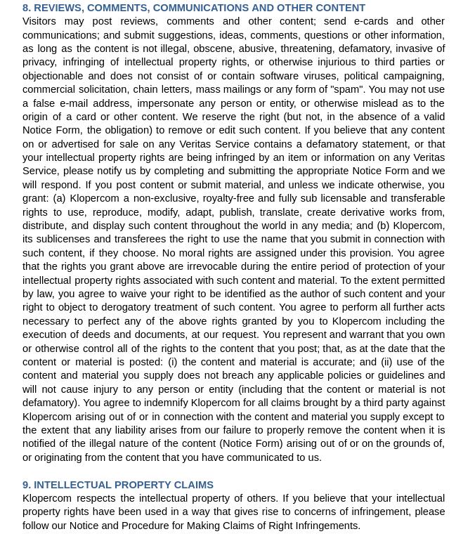 Veritas användningsvillkor