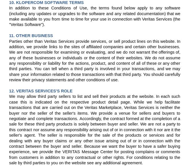 Veritas användningsvillkor