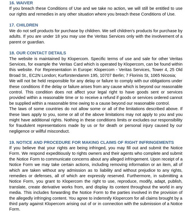 Veritas användningsvillkor