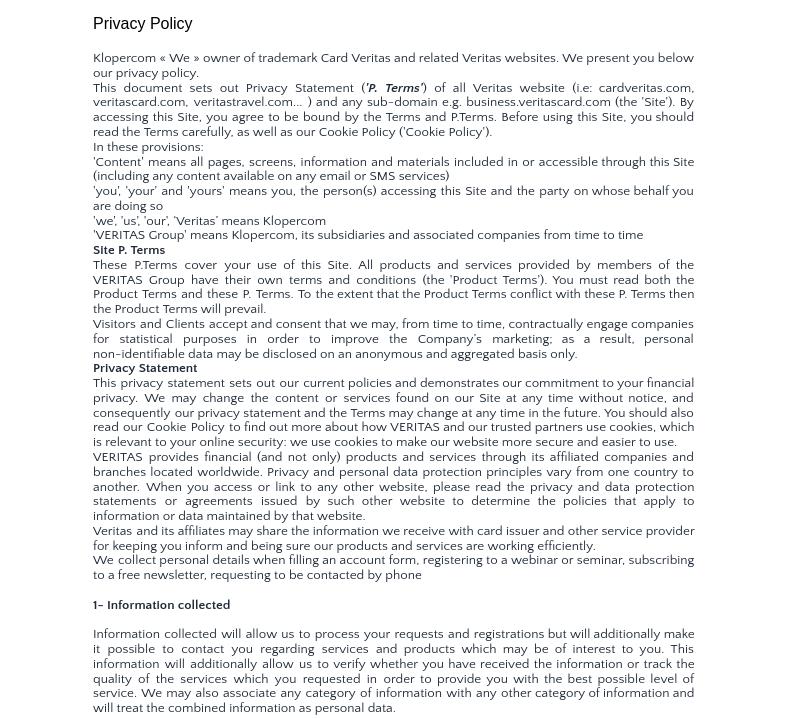 Veritas sekretesspolicy