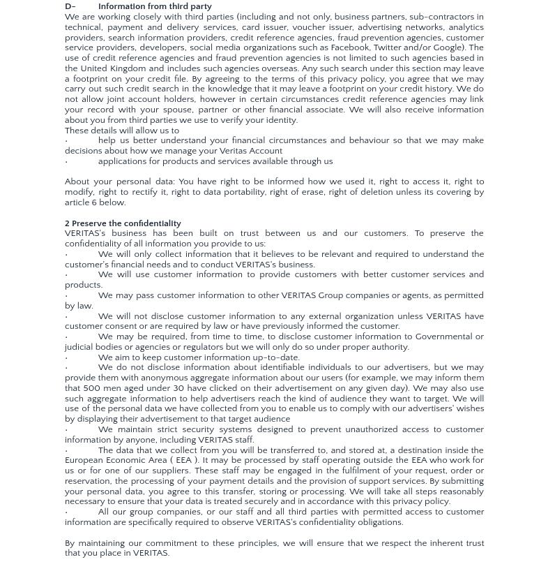 Veritas sekretesspolicy