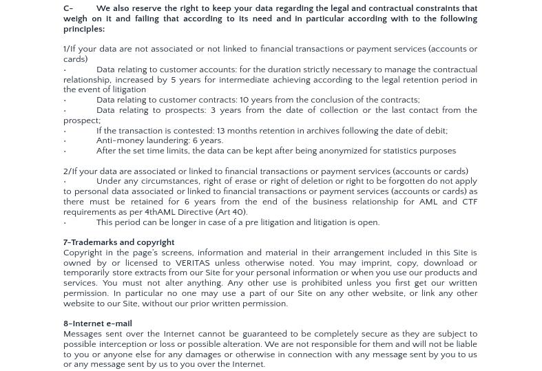 Veritas sekretesspolicy