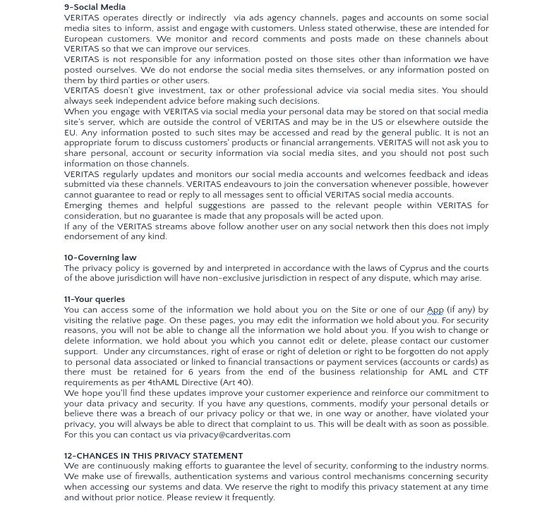 Veritas sekretesspolicy