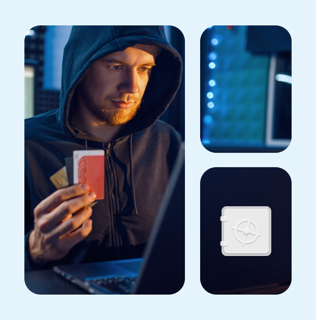 man håller kreditkort